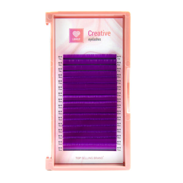 Eyelash extensions "Purple" Lovely - 16 lines Mix (pink tray)